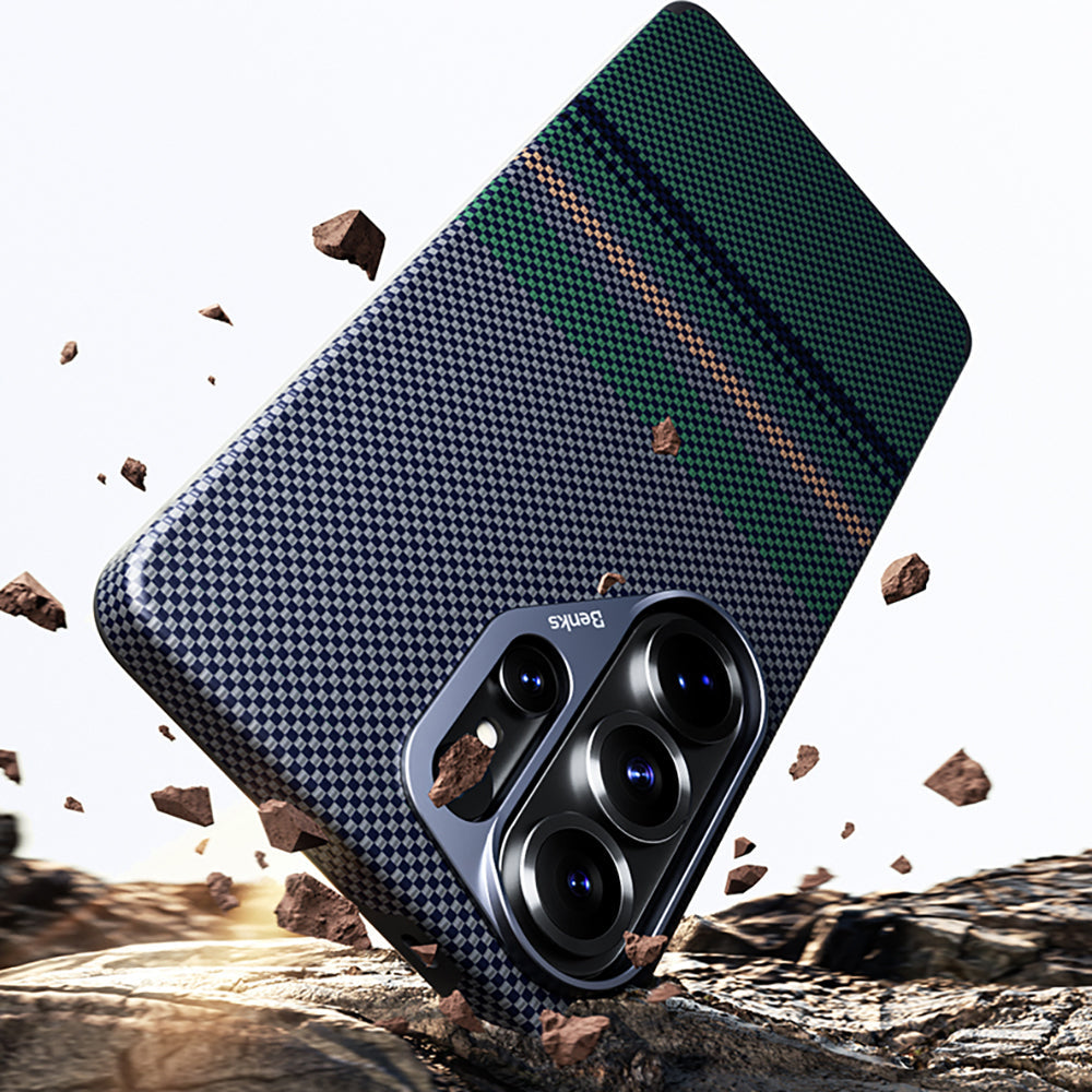 Galaxy S26 Ultra Kılıf M-safe Şarj Özellikli Karbon Fiber Tasarımlı Benks Aurora ArmorPro Kevlar Kapak - Görsel 7