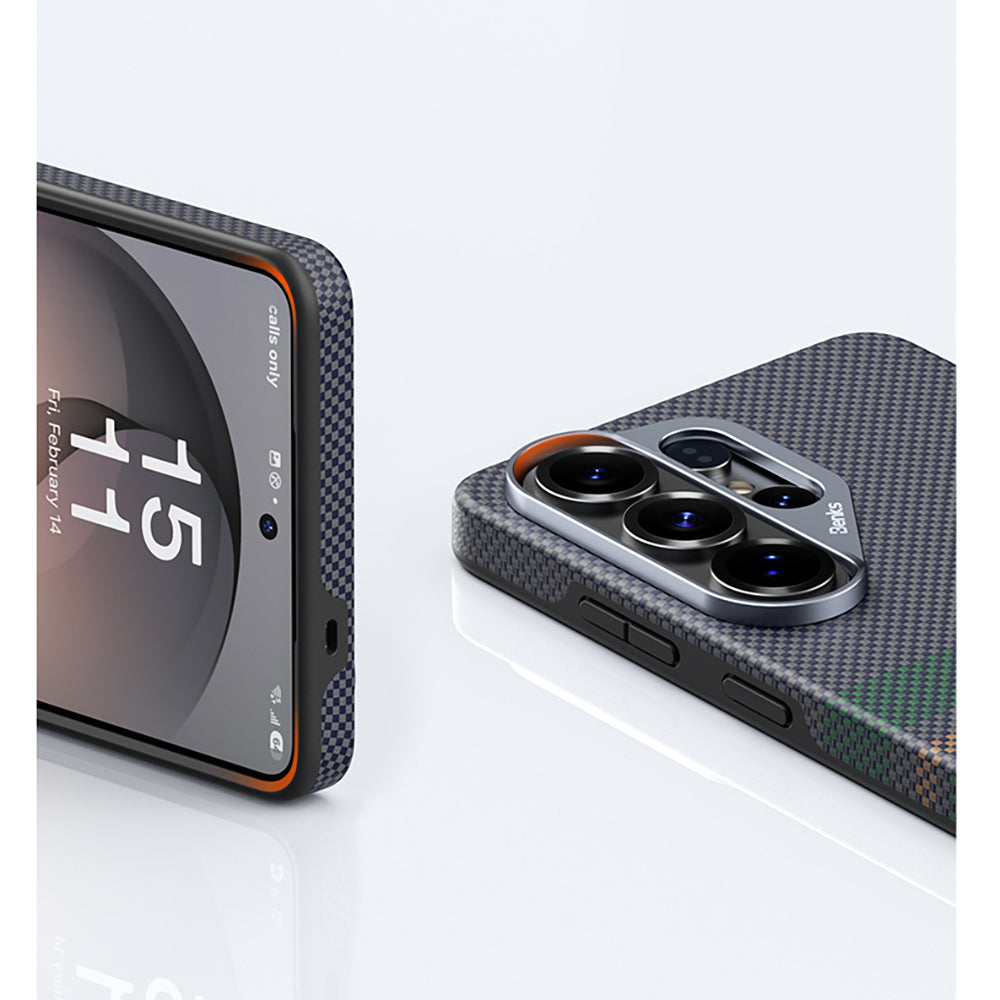 Galaxy S26 Ultra Kılıf M-safe Şarj Özellikli Karbon Fiber Tasarımlı Benks Aurora ArmorPro Kevlar Kapak - Görsel 11