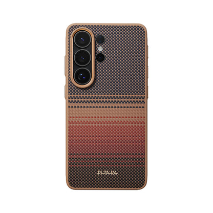 Galaxy S26 Ultra Kılıf M-safe Şarj Özellikli Pitaka Tactile Woven Sunset-Moonrise Aramid Cairn Serisi Kapak