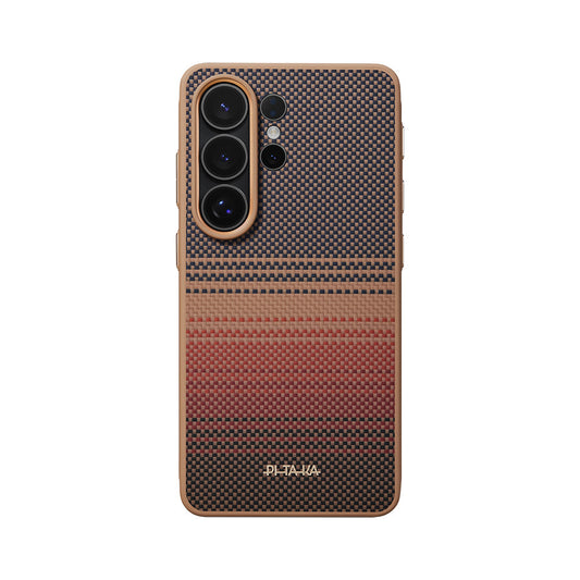 Galaxy S26 Ultra Kılıf M-safe Şarj Özellikli Pitaka Tactile Woven Sunset-Moonrise Aramid Cairn Serisi Kapak