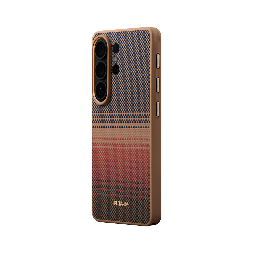 Galaxy S26 Ultra Kılıf M-safe Şarj Özellikli Pitaka Tactile Woven Sunset-Moonrise Aramid Cairn Serisi Kapak - Görsel 3