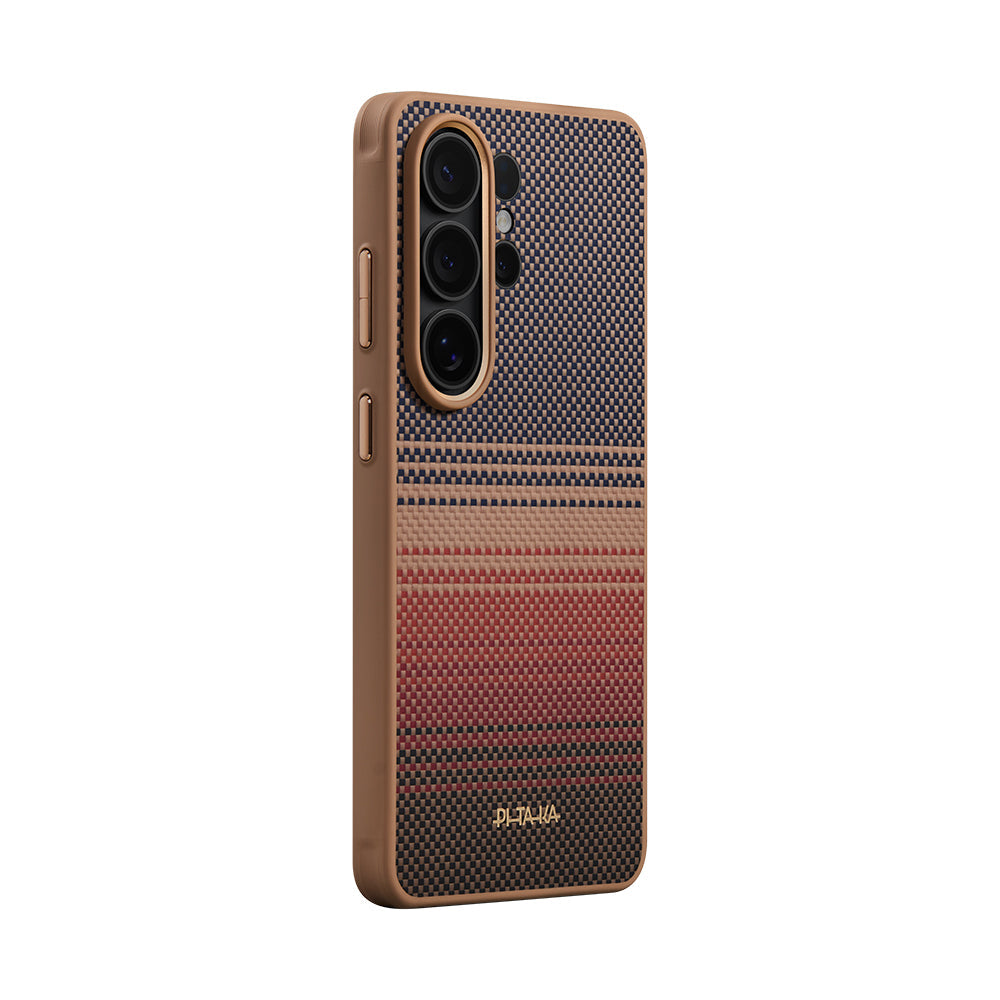Galaxy S26 Ultra Kılıf M-safe Şarj Özellikli Pitaka Tactile Woven Sunset-Moonrise Aramid Cairn Serisi Kapak - Görsel 4