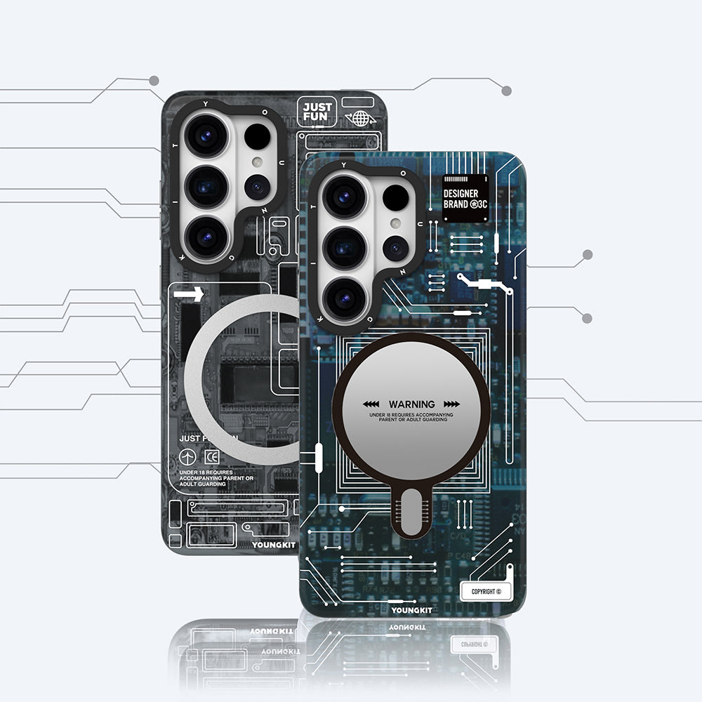Galaxy S26 Ultra Kılıf M-safe Şarj Özellikli Youngkit 360 Derece Standlı Technology Serisi Kapak - Görsel 9