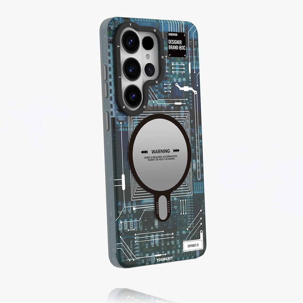 Galaxy S26 Ultra Kılıf M-safe Şarj Özellikli Youngkit 360 Derece Standlı Technology Serisi Kapak - Görsel 3