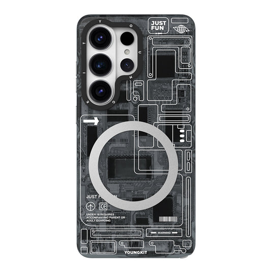 Galaxy S26 Ultra Kılıf M-safe Şarj Özellikli Youngkit 360 Derece Standlı Technology Serisi Kapak