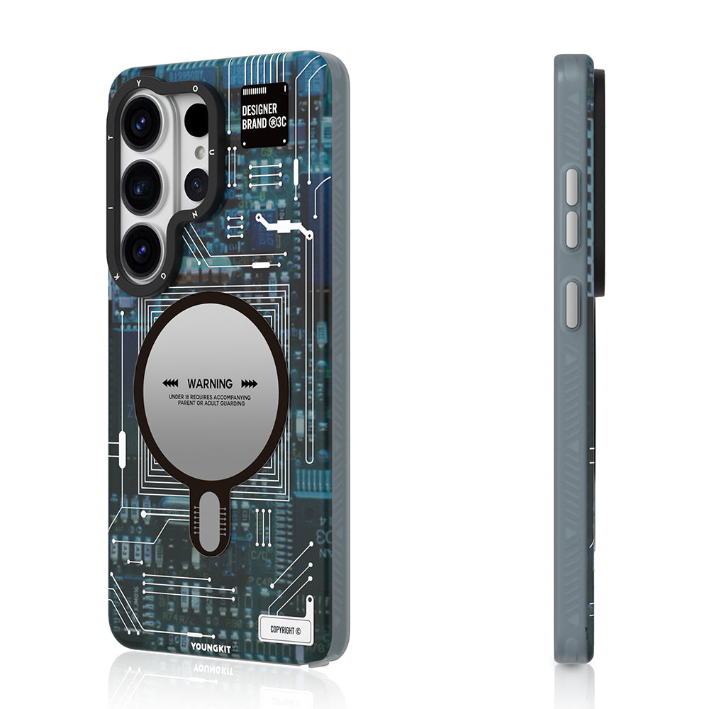 Galaxy S26 Ultra Kılıf M-safe Şarj Özellikli Youngkit 360 Derece Standlı Technology Serisi Kapak - Görsel 4