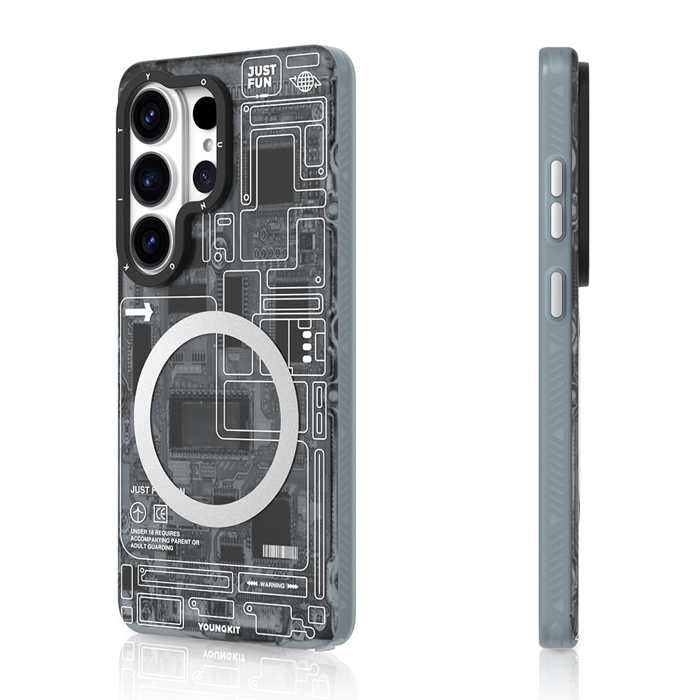 Galaxy S26 Ultra Kılıf M-safe Şarj Özellikli Youngkit 360 Derece Standlı Technology Serisi Kapak - Görsel 5