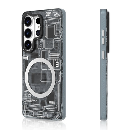 Galaxy S26 Ultra Kılıf M-safe Şarj Özellikli Youngkit 360 Derece Standlı Technology Serisi Kapak - Görsel 5