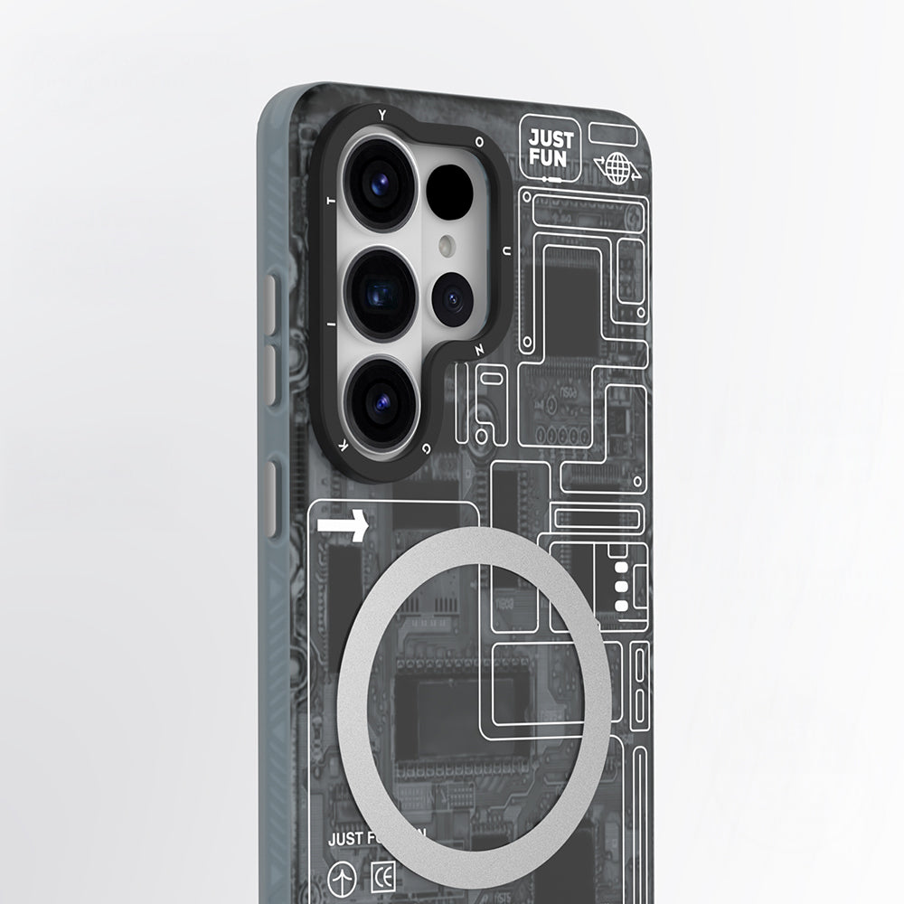 Galaxy S26 Ultra Kılıf M-safe Şarj Özellikli Youngkit 360 Derece Standlı Technology Serisi Kapak - Görsel 7
