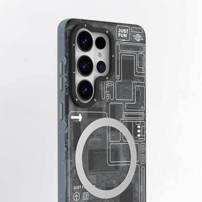 Galaxy S26 Ultra Kılıf M-safe Şarj Özellikli Youngkit 360 Derece Standlı Technology Serisi Kapak - Görsel 7