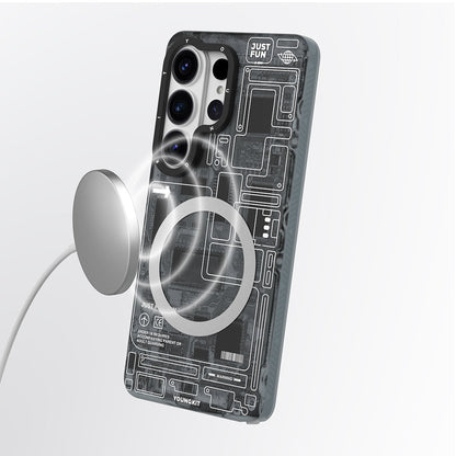 Galaxy S26 Ultra Kılıf M-safe Şarj Özellikli Youngkit 360 Derece Standlı Technology Serisi Kapak - Görsel 8