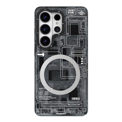 Galaxy S26 Ultra Kılıf M-safe Şarj Özellikli Youngkit 360 Derece Standlı Technology Serisi Kapak - Görsel 11