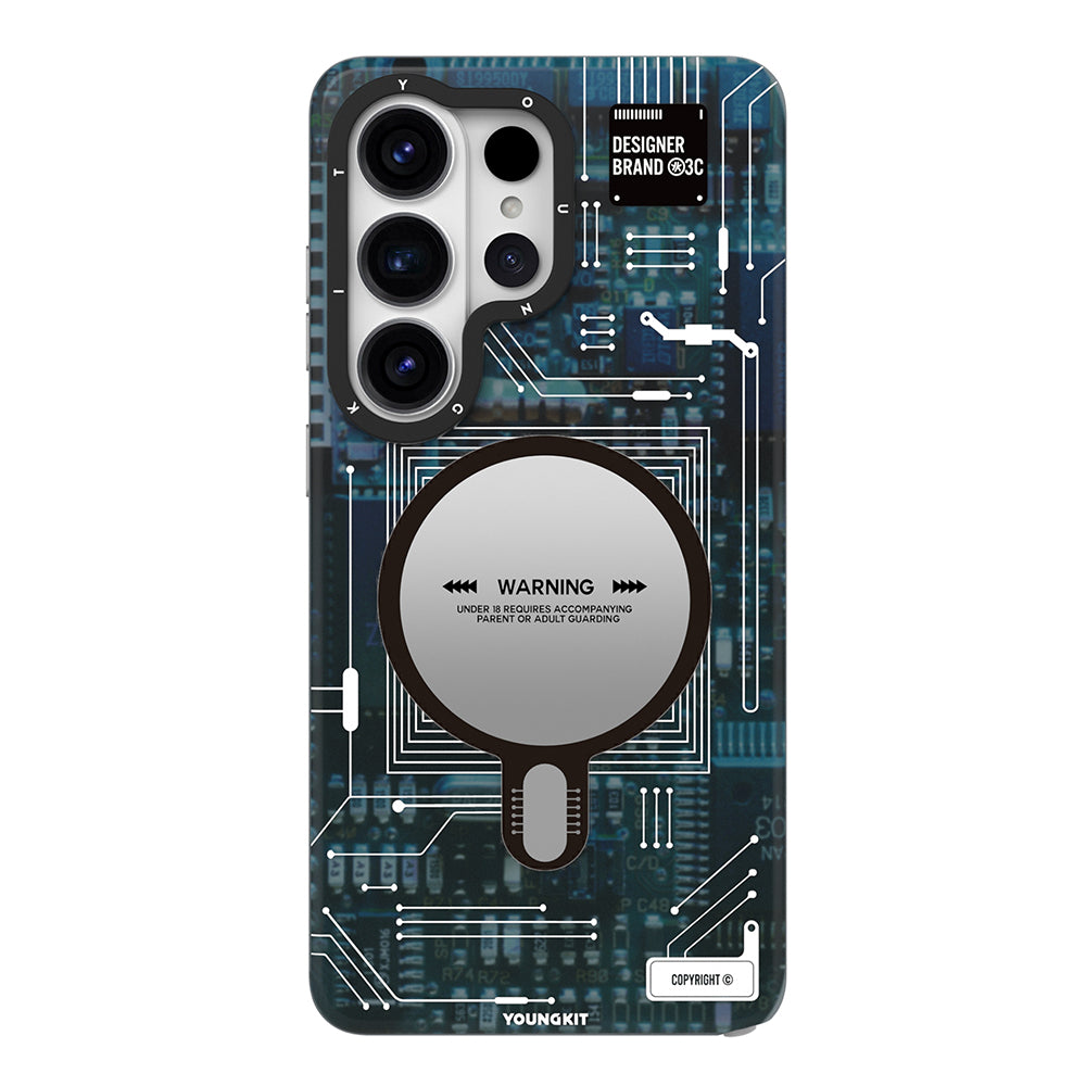 Galaxy S26 Ultra Kılıf M-safe Şarj Özellikli Youngkit 360 Derece Standlı Technology Serisi Kapak - Görsel 12