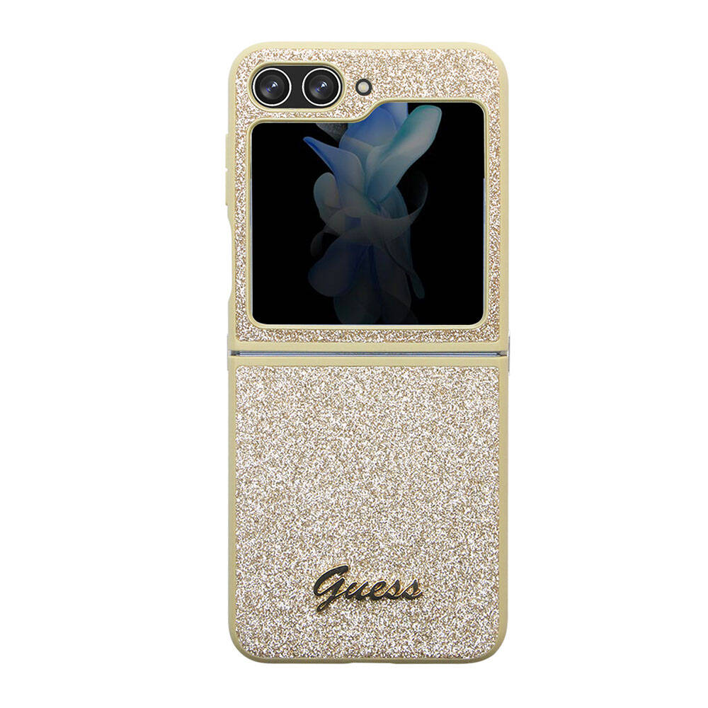 Galaxy Z Flip 5 Kılıf Guess Orjinal Lisanslı Yazı Logolu Glitter Script Kapak - Görsel 4