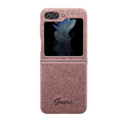 Galaxy Z Flip 5 Kılıf Guess Orjinal Lisanslı Yazı Logolu Glitter Script Kapak - Görsel 3
