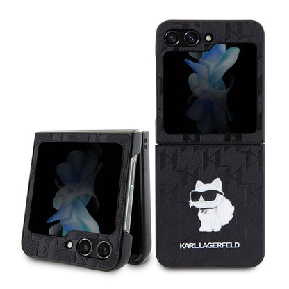 Galaxy Z Flip 5 Kılıf Karl Lagerfeld Orjinal Lisanslı KL Desenli Choupette İkonik Saffiano Kapak - Görsel 2