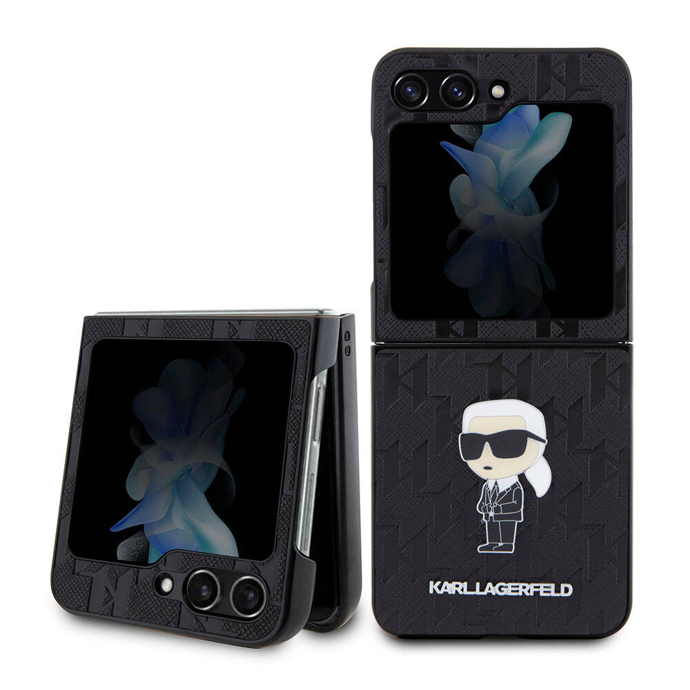 Galaxy Z Flip 5 Kılıf Karl Lagerfeld Orjinal Lisanslı KL Desenli Karl İkonik Saffiano Kapak - Görsel 2