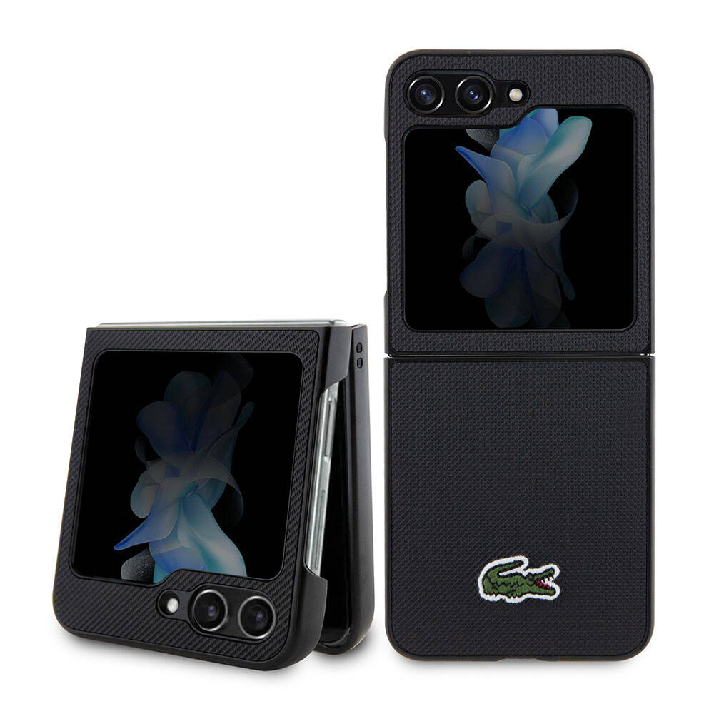 Galaxy Z Flip 5 Kılıf Lacoste Orjinal Lisanslı PU Pike Desenli Arka Yüzey İkonik Timsah Dokuma Logolu Kapak - Görsel 2