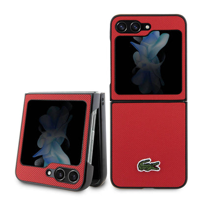 Galaxy Z Flip 5 Kılıf Lacoste Orjinal Lisanslı PU Pike Desenli Arka Yüzey İkonik Timsah Dokuma Logolu Kapak - Görsel 4