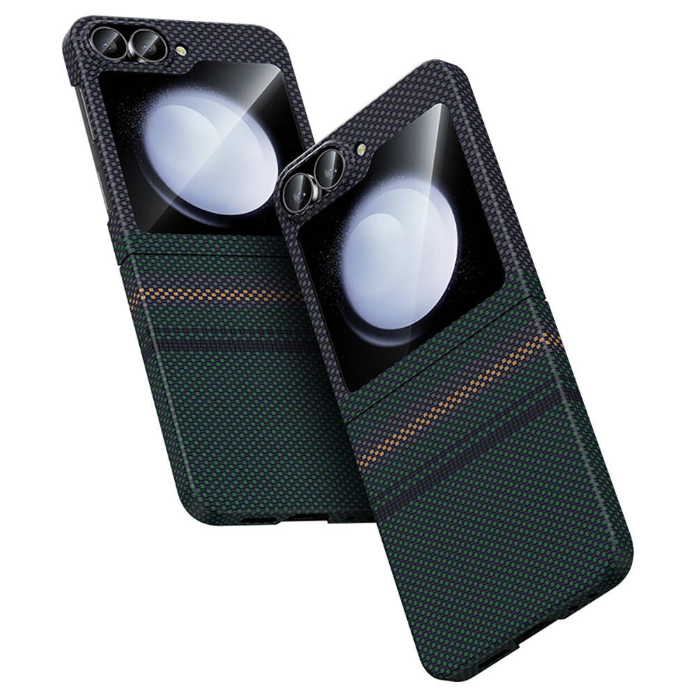 Galaxy Z Flip 6 Kılıf Karbon Fiber Tasarımlı Benks Aurora ArmorAir Kevlar Kapak - Görsel 2