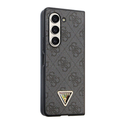 Galaxy Z Fold 5 Kılıf Guess Orjinal Lisanslı PU Deri Taşlı Üçgen Logo 4G Desenli Strass Kapak - Görsel 2