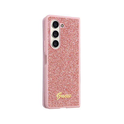Galaxy Z Fold 5 Kılıf Guess Orjinal Lisanslı Yazı Logolu Glitter Script Kapak - Görsel 3