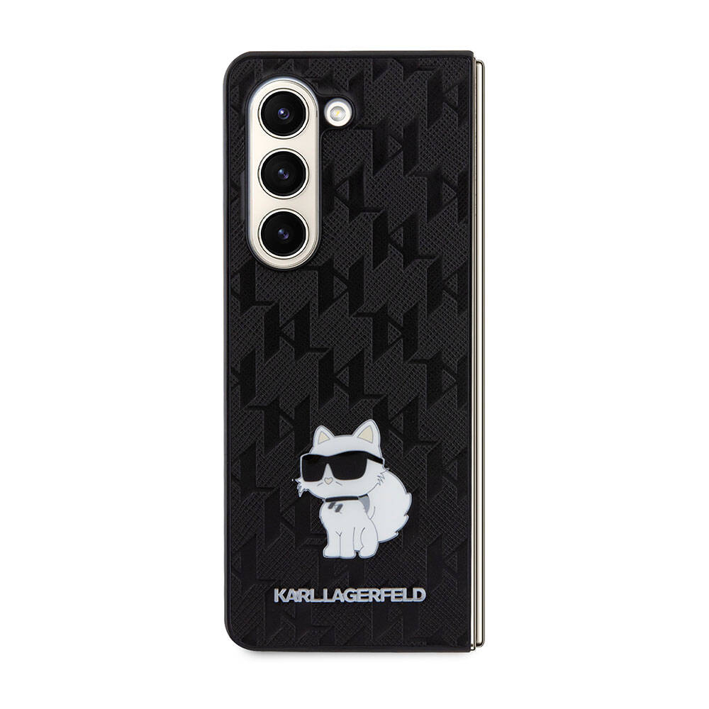 Galaxy Z Fold 5 Kılıf Karl Lagerfeld Orjinal Lisanslı KL Desenli Choupette İkonik Saffiano Kapak - Görsel 2