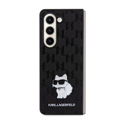 Galaxy Z Fold 5 Kılıf Karl Lagerfeld Orjinal Lisanslı KL Desenli Choupette İkonik Saffiano Kapak - Görsel 2