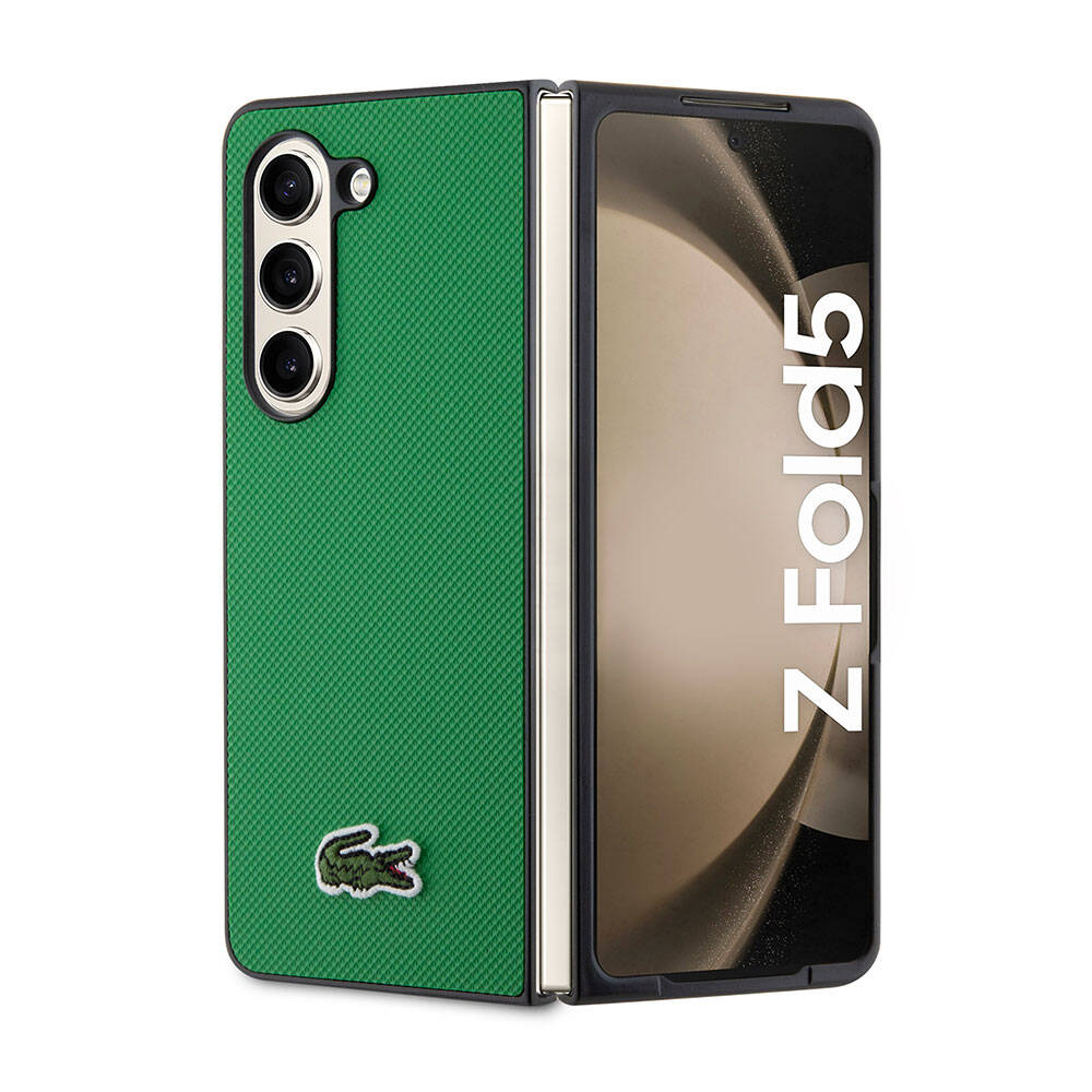 Galaxy Z Fold 5 Kılıf Lacoste Orjinal Lisanslı PU Pike Desenli Arka Yüzey İkonik Timsah Dokuma Logolu Kapak - Görsel 3