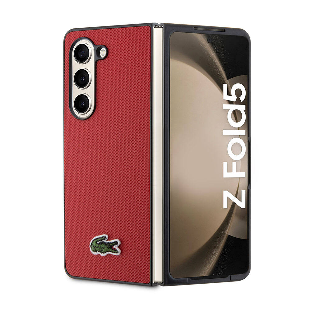 Galaxy Z Fold 5 Kılıf Lacoste Orjinal Lisanslı PU Pike Desenli Arka Yüzey İkonik Timsah Dokuma Logolu Kapak - Görsel 4