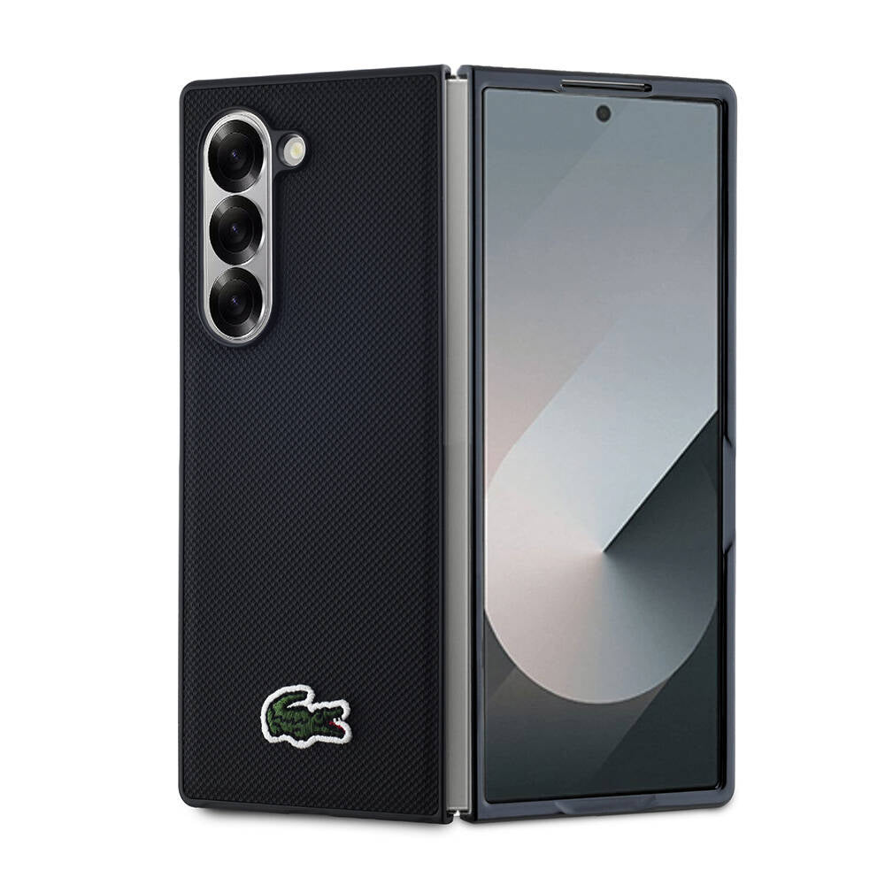 Galaxy Z Fold 6 Kılıf Lacoste Orjinal Lisanslı PU Pike Desenli Arka Yüzey İkonik Timsah Dokuma Logolu Kapak - Görsel 2