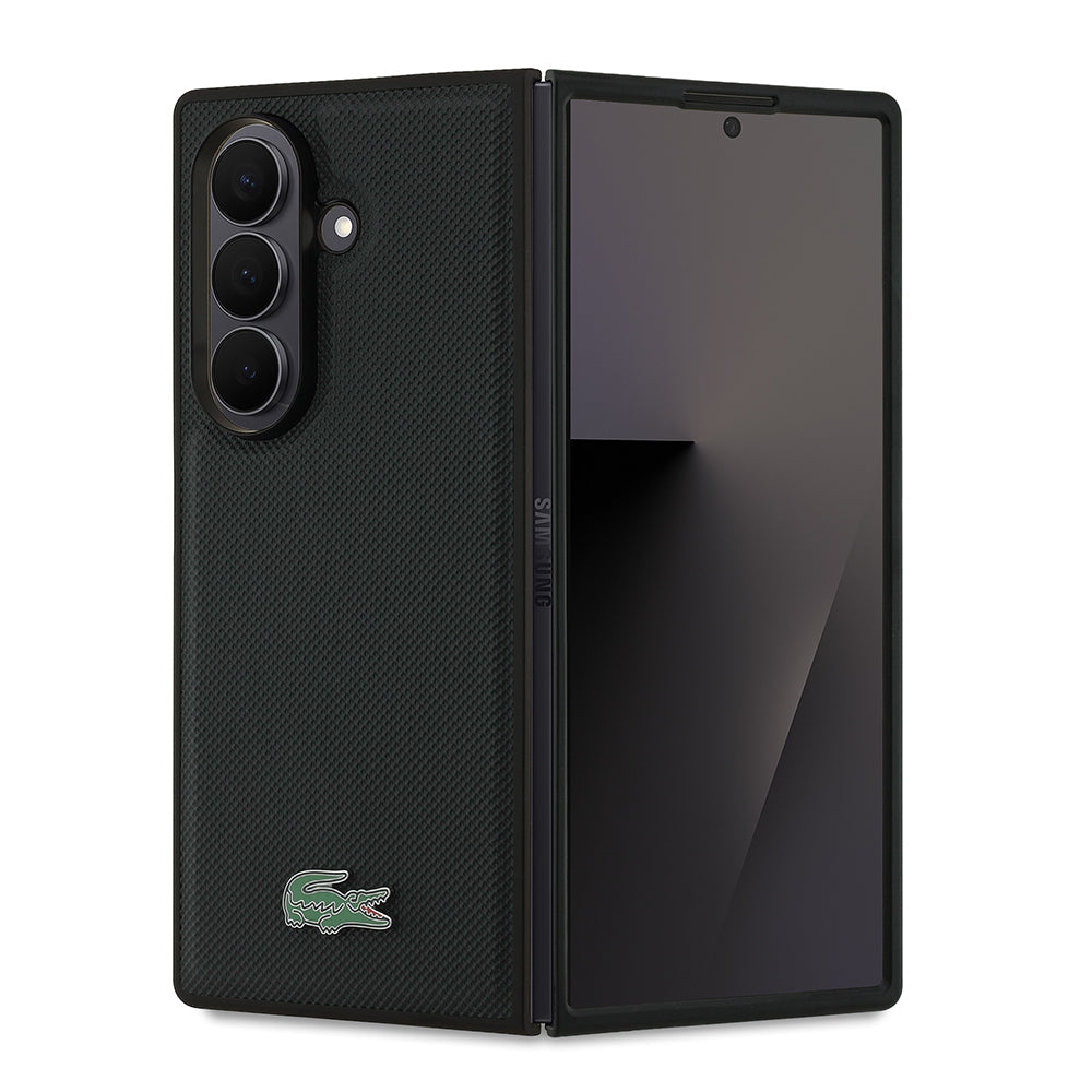 Galaxy Z Fold 7 Kılıf Lacoste Orjinal Lisanslı M-safe Şarj Özellikli Pike Desenli Arka Yüzey İkonik Timsah Metal Logolu Kapak - Görsel 3