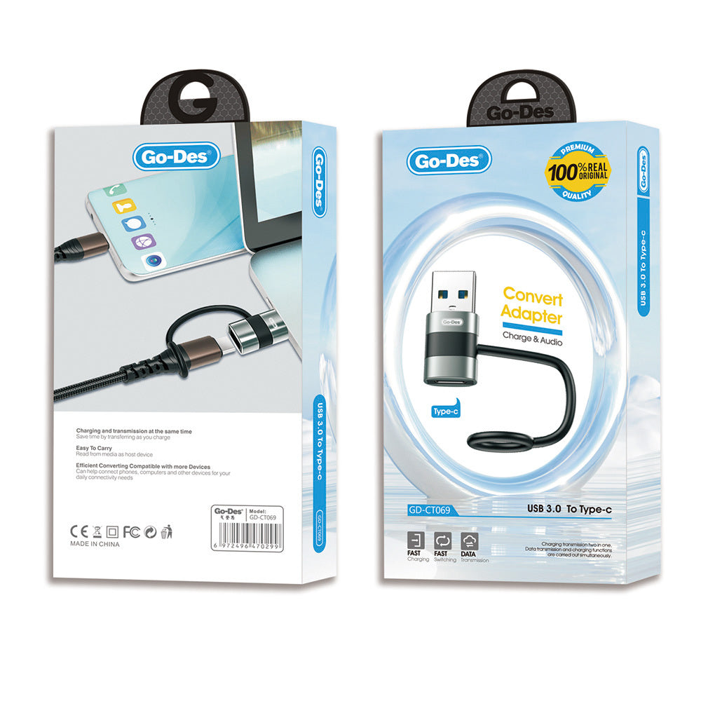 Go Des GD-CT069 USB 3.0 to Type-C Data Ve Hızlı Şarj Adaptörü
