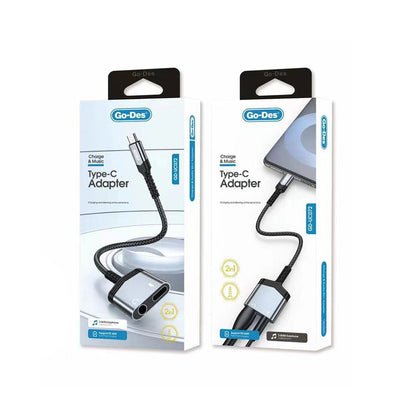 Go Des GD-UC072 3.5mm Jack Girişli Type-C 2in1 Şarj ve Ses Adaptörü