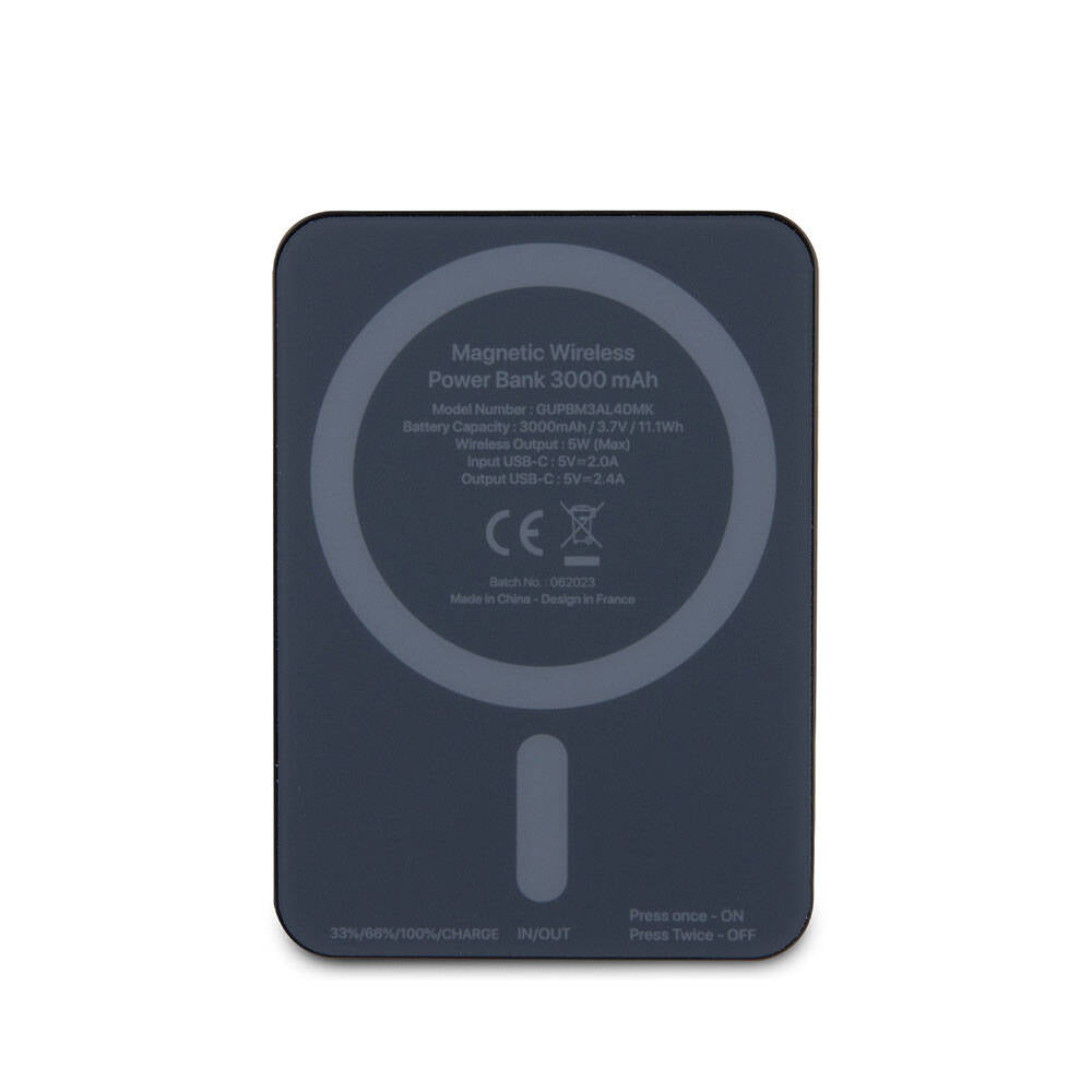 Guess Orijinal Lisanslı M-safe Şarj Özellikli Metal Yazı Logolu Powerbank 3000mAh 5W