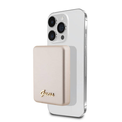 Guess Orijinal Lisanslı M-safe Şarj Özellikli Metal Yazı Logolu Powerbank 3000mAh 5W