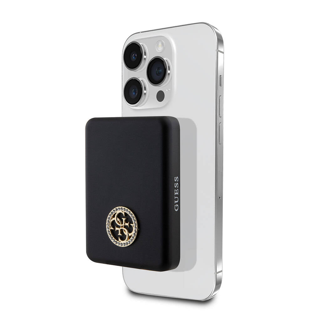 Guess Orijinal Lisanslı M-safe Şarj Özellikli Taşlı 4G Logolu Powerbank 5000mAh 15W