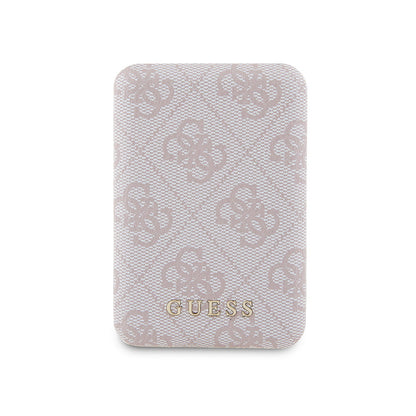 Guess Orjinal Lisanslı Dijital Led Göstergeli PU Deri 4G Desenli Metal Yazı Logolu Powerbank 5000mAh 15W