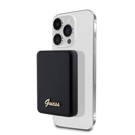 Guess Orjinal Lisanslı M-safe Şarj Özellikli Metal Yazı Logolu Powerbank 5000mAh 15W