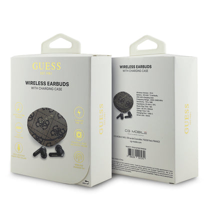 Guess Orjinal Lisanslı PU 4G Desenli Klasik Metal Yazı Logolu TWS Kulak İçi Bluetooth Kulaklık