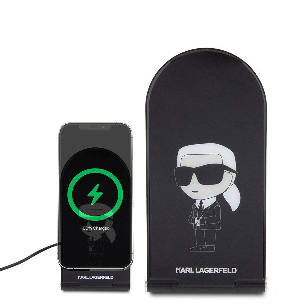 Karl Lagerfeld Orijinal Lisanslı Katlanabilir Baskılı İkonik Karl Logolu Magnetik Kablosuz Şarj Standı