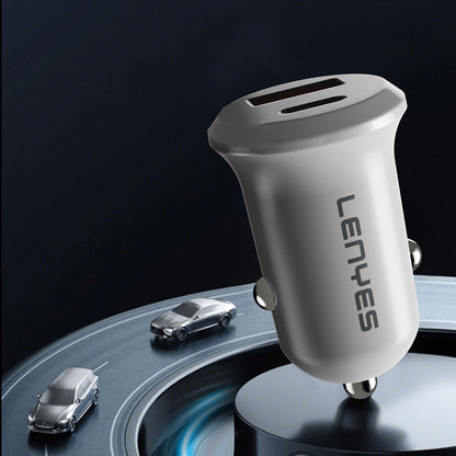 Lenyes CA53 Hızlı Şarj Özellikli Dual Type-C + USB-A Portlu Mini Araç Şarj Aleti 30W