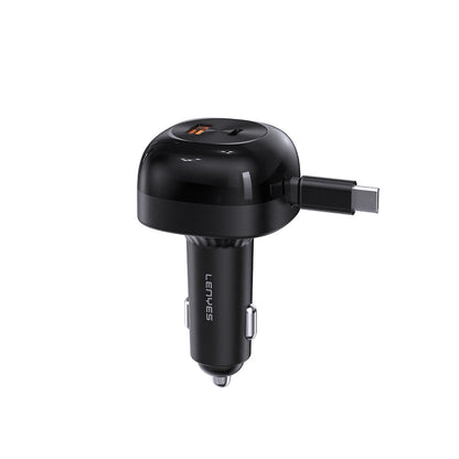 Lenyes CA59 Type-C Kablolu Hızlı Şarj Özellikli Type-C + USB-A Portlu Araç Şarj Aleti PD 60W
