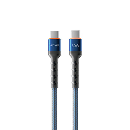 Lenyes LC515 Type-C to Type-C Hızlı Şarj Özellikli Örgülü Data ve Şarj Kablosu 60W 1M