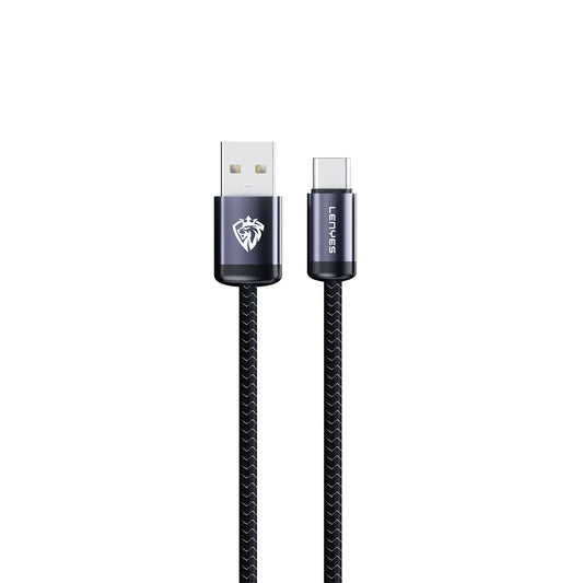 Lenyes LC537 USB-A to Type-C Örgü Tasarımlı Hızlı Şarj Özellikli Data ve Şarj Kablosu 10W 1M
