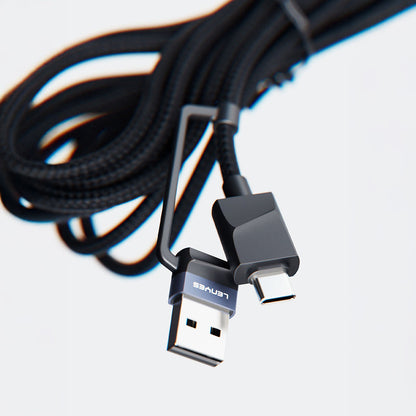 Lenyes LC541 USB-A + Type-C to Lightning – Type-C – Akıllı Saat Şarj Kablosu 60W 1M