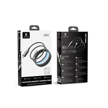 Lenyes LC543 4in1 Hızlı Şarj Özellikli USB-A - Type-C + Type-C to Lightning Data ve Şarj Kablosu 240W 1M