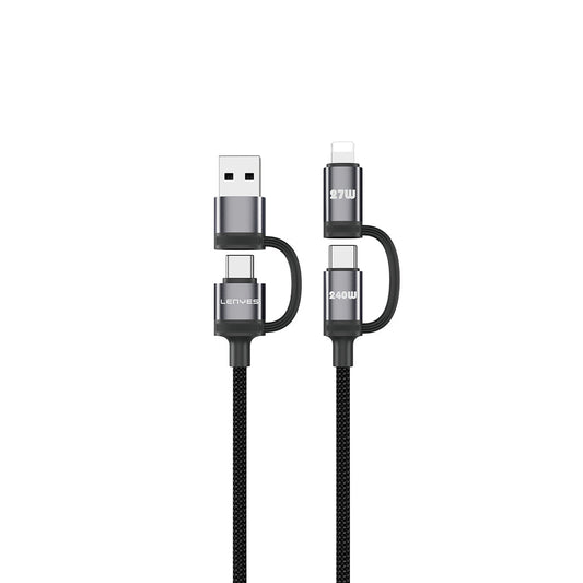 Lenyes LC557 4in1 USB-A - Type-C + Type-C to Lightning E-Mark Smart Çipli Data ve Şarj Kablosu 240W 1M