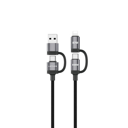 Lenyes LC557 4in1 USB-A - Type-C + Type-C to Lightning E-Mark Smart Çipli Data ve Şarj Kablosu 240W 1M