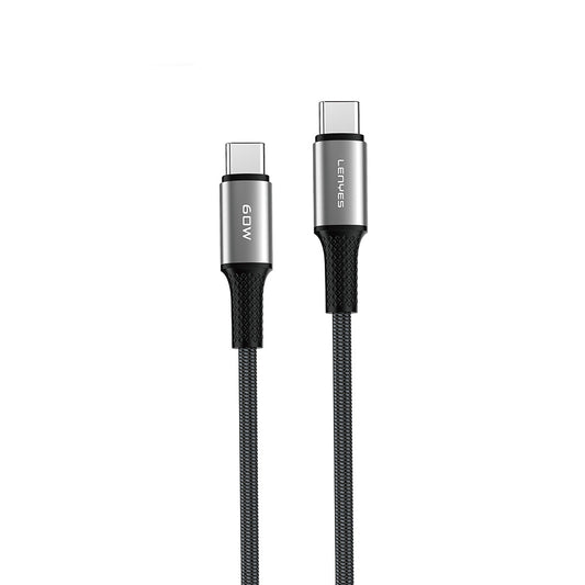 Lenyes LC560 Type-C to Type-C Örgü Tasarımlı Hızlı Şarj Özellikli Data ve Şarj Kablosu 60W 2M